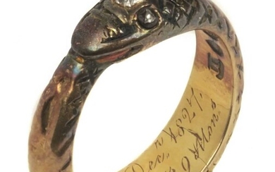 Mourning Ring. George III period 18ct gold mourning ring in the form of a snake