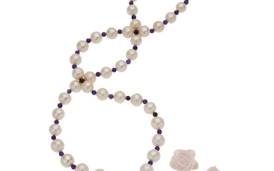 Multi-Stone, Freshwater Cultured Pearl, Gold Jewelry Suite The suite...