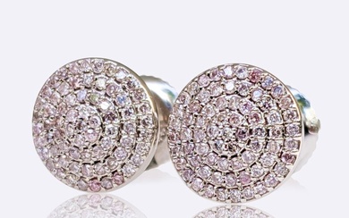 ***NO RESERVE*** 0.31 Carat Fancy Pink Diamond - 14 kt. White gold - Earrings