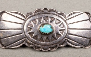 Native American Silver Turquoise Hair Barrette