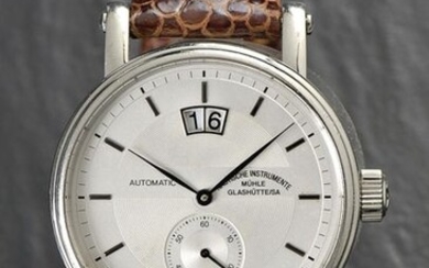 Nautische Instrumente Mühle, Glashütte/SA, "Teutonia Automatic", Case No. 1049, Ref. M1-30-75-LB, Cal. ETA 2892A2, 41 mm, circa 2003 A sporty automatic Glashuette wristwatch with oversize date and auxiliary seconds - with original box, papers and...