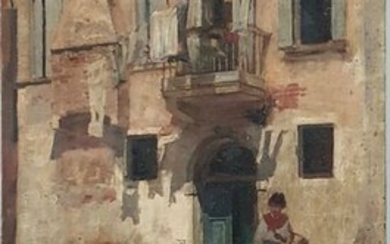 Nazzareno Cipriani ( Roma 1843-1923) - Venditore di verdura a Venezia