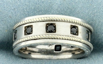 Neil Lane Black Diamond Wedding Band Ring in 14k White Gold