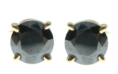 No Reserve Price - 18 kt. Yellow gold - Earrings 1.90 ct - Black Diamonds