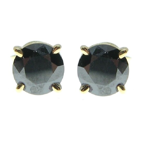 No Reserve Price - 18 kt. Yellow gold - Earrings 1.90 ct - Black Diamonds