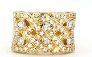 No Reserve Price - 18 kt. Yellow gold - Ring - 1.40 ct Diamond - Diamonds