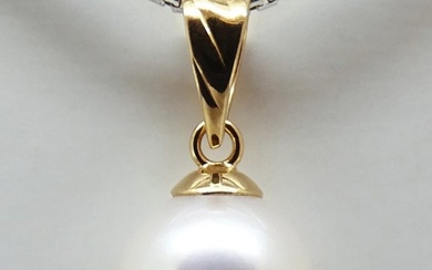 No Reserve Price - Akoya Pearl, Round, 8.63 mm - 18 kt. Yellow gold - Pendant