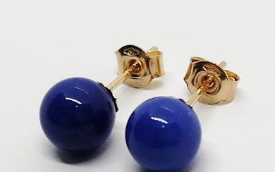 No Reserve Price - Earrings - 18 kt. Yellow gold Lapis lazuli