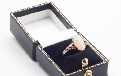 Opal Single Stone Ring Mounted on 9 Carat Gold Ring Size N a...