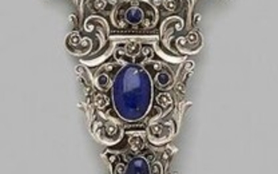 Openwork silver and vermeil chatelaine decorated with floral...
