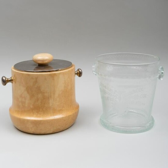 Oscar de la Renta Etched Glass Ice Bucket and a Modern