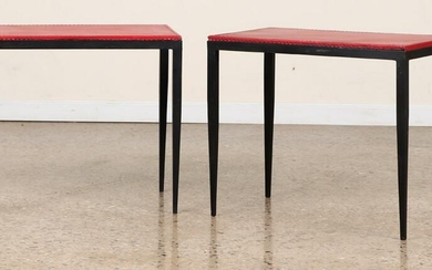 PAIR JEAN MICHEL FRANK STYLE IRON END TABLES