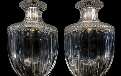 PAIR, MANNER OF PAUL HANSON CRYSTAL TABLE LAMPS