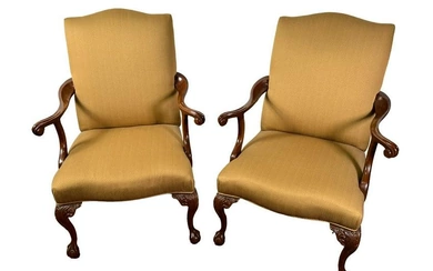 PAIR OF BALL AND CLAW ARMCHAIRS
