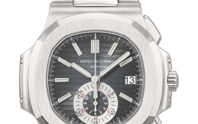 PATEK PHILIPPE. AN ATTRACTIVE STAINLESS STEEL AUTOMATIC FLYBACK CHRONOGRAPH WRISTWATCH...