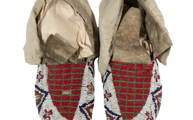 PR OF 19TH C. SIOUX BEADED MOCCASINS