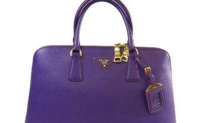 PRADA GHW Handbag Tote Bag BL0812 Saffiano Leather Purple