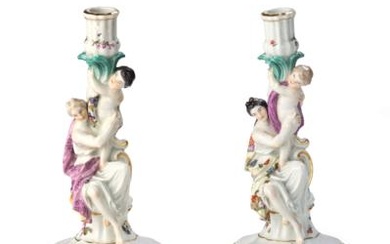A Pair of Figural Candleholders, Meissen c. 1745–50