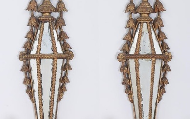 Pair of 18th/19th Century Italian Carved Giltwood Girandole Mirrors
