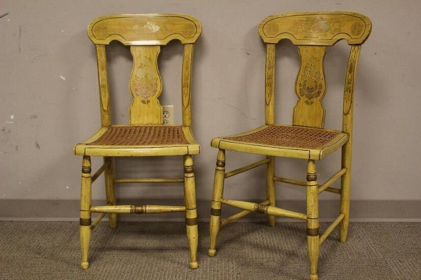 Pair of 19th century Mustard Painted Chairs
