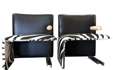 Pair of BB Italia Leather Hide Side Chairs