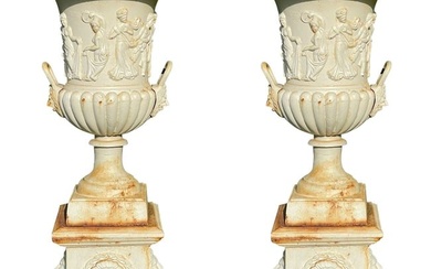 Pair of Cast Iron Urn or Planters, Property of a Lady, 1880s