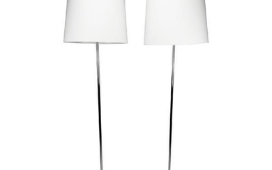 Pair of Chrome Floor Lamps with Teardrop Base