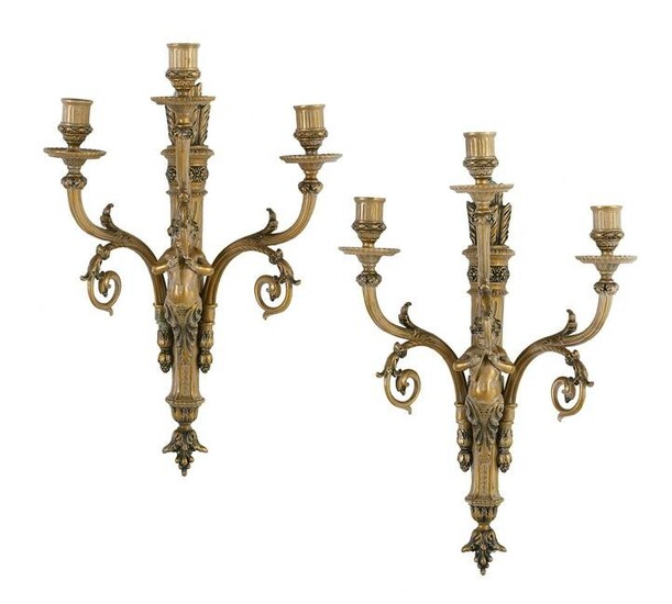 Pair of French Gilt-Metal Sconces