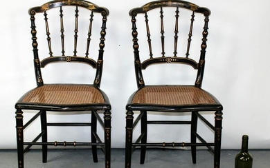 Pair of French ebonized side chairs