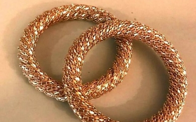 Pair of Modern Woven Gold Plated Fashion Bangle