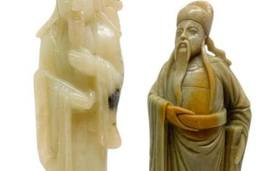 Pair of wisemen statues in GeoLite. H 17 cm, h 18 cm.