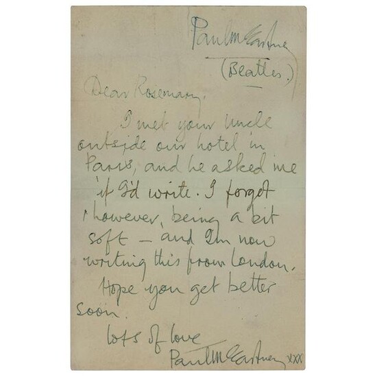 Paul McCartney Autograph Letter Signed