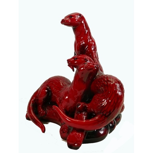 Peggy Davies large Ruby Fusion Otters Figure: Limited editio...
