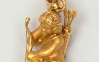 Pendant " Cupidon " in carved and engraved...