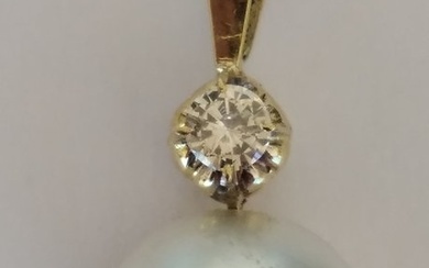 Pendant Yellow gold Pearl - Diamond
