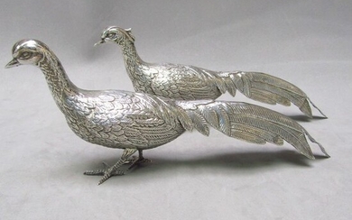 Pheasants (2) - .915 silver - 117 gr. de plata - Spain - Mid 20th century