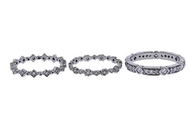 Platinum Diamond Stackable Band Ring Set of 3