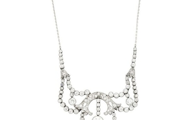 Platinum and Diamond Swag Chain Necklace