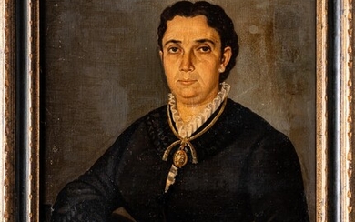 Portrait d'une femme noble fin du 19e siècle Huile sur toile 76x56 cm