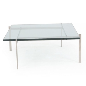 Poul Kjærholm: “PK 61”. Coffee table with steel frame. Glass top. Manufactured and marked by Fritz Hansen, 2005. H. 33 cm. L./W. 80 cm.