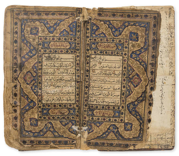 Qur'an, Arabic manuscript on paper, naskhi script in black ink, illuminated title and occasional medallions, ruled text borders in red blue and gold, [?Afghanistan], [c. late 17th/early 18th century].