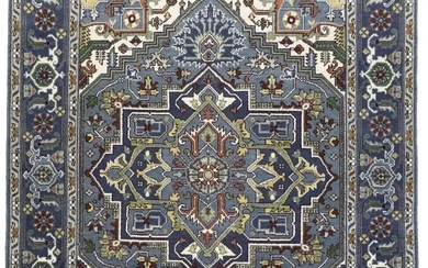 Rare Gray Geometric Modern 8X10 Heriz Serapi Oriental Rug Handmade Wool Carpet