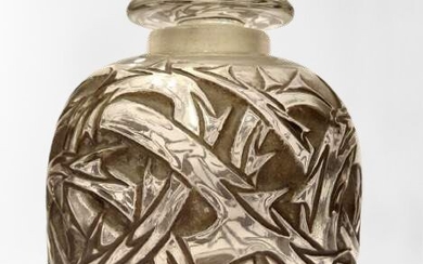 René Lalique - Large perfume bottle "Epines" model in black patinated glass signed R. Lalique - h 10.6 cm