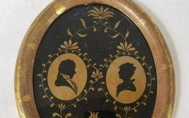 Reverse Painted On Glass Double Silhouette