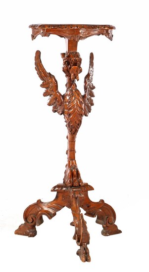 (-), Richly carved gueridon with fantasy animal decor,...