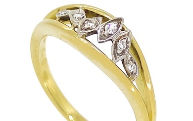 Ring - 18 kt. White gold, Yellow gold - 0.10 tw. Diamond (Natural)