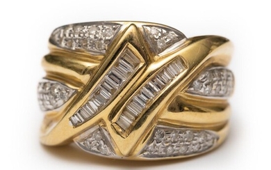 Ring, GIA 14K Gold and diamond ring