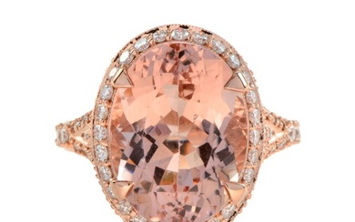 Ring Oval Morganite - Diamond