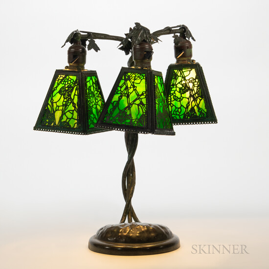 Riviere Studios Three-light Grapevine Pattern Desk Lamp
