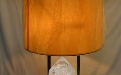Rock Crystal Lamp, Solid Brass Base, Led lighted base , Clean Brazil stone